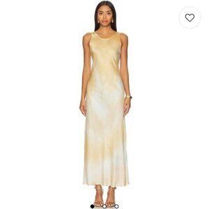 NWT A.L.C Amana Blue Tan Satin Maxi Dress